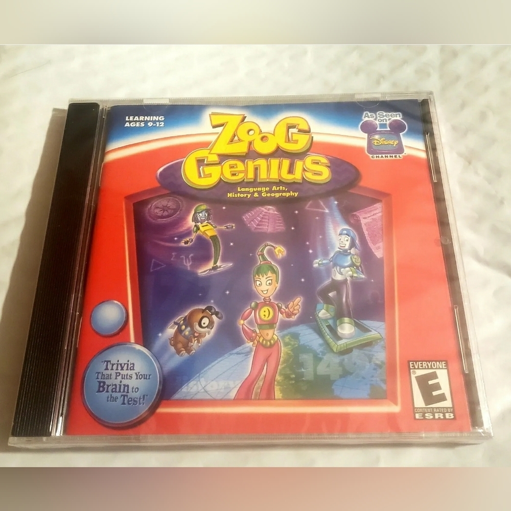 Disney Zoog Genius Language Arts, History & Geography CD, 2001 Win/Mac  NEW